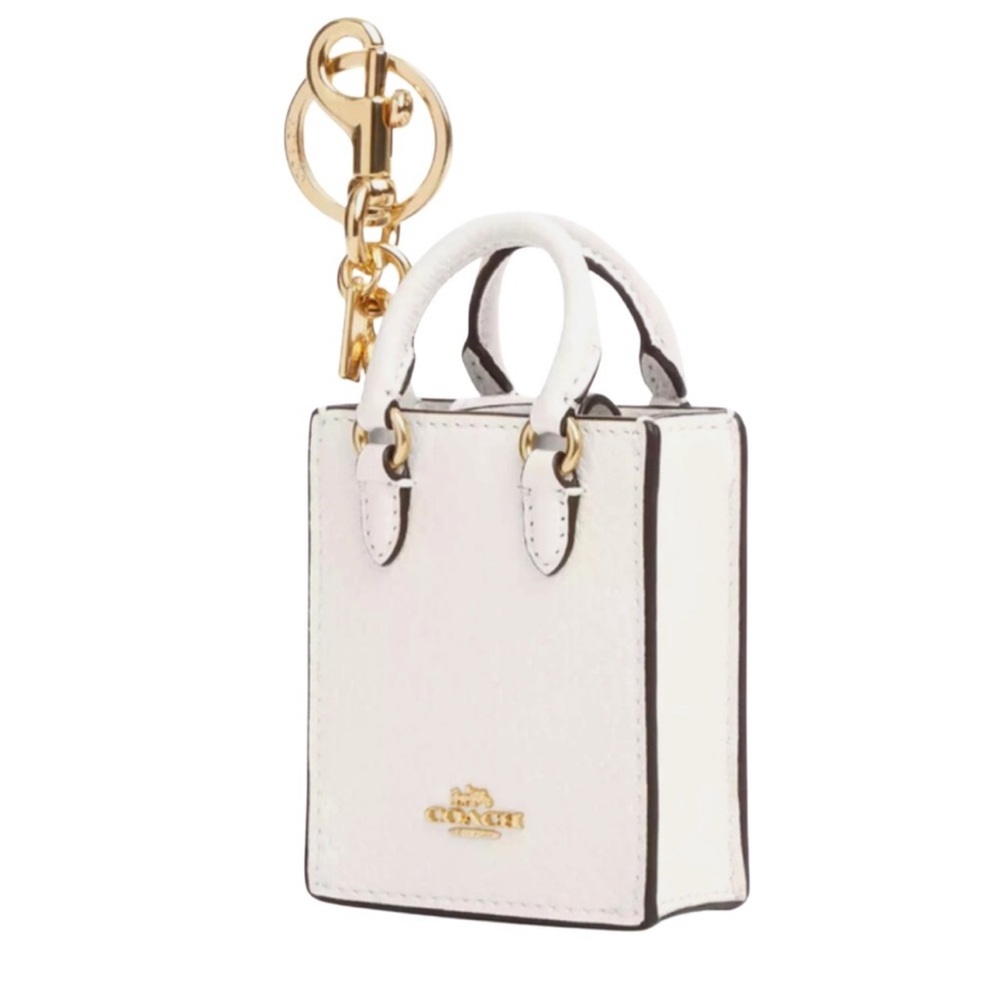 Coach White and Gold Mini Tote bag charm